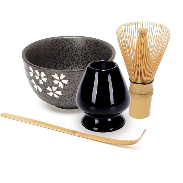 Elegant Traditional Matcha Giftset Natural Bamboo Matcha Whisk Scoop Ceremic Matcha Bowl Whisk Holder Japanese Matcha Tea Sets