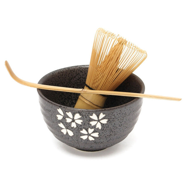 Elegant Traditional Matcha Giftset Natural Bamboo Matcha Whisk Scoop Ceremic Matcha Bowl Whisk Holder Japanese Matcha Tea Sets