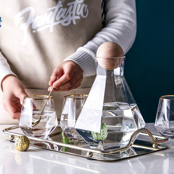 Crystal Glass Hexagonal Tea Pitcher